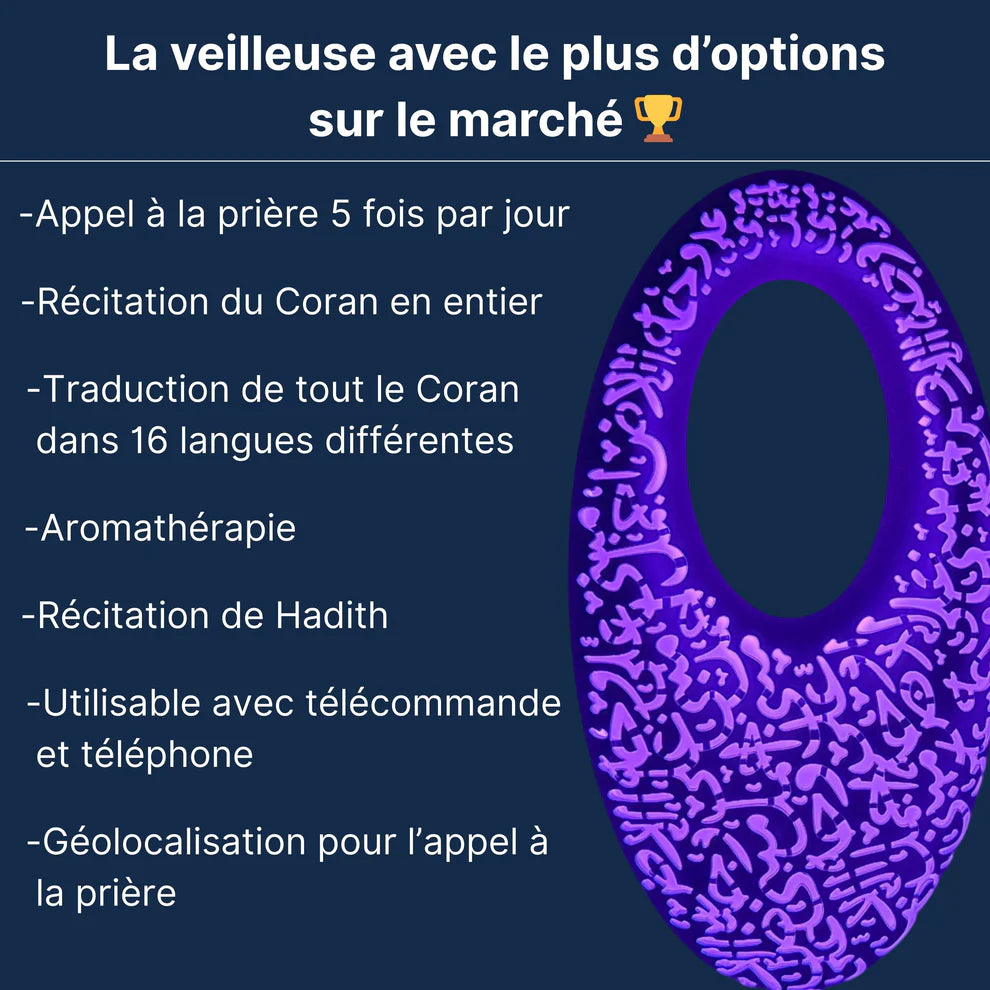 Veilleuse Coranique  Alqamar LED avec Appel à la Prière Automatique